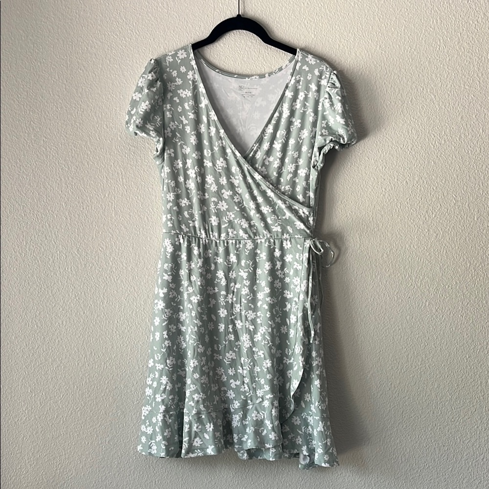 No Boundaries Green and White Mini Dress